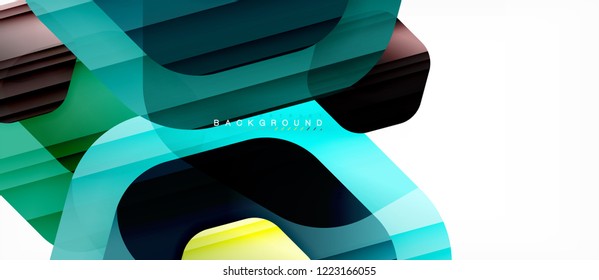 Glossy color hexagons modern composition background, shiny glass design, vector