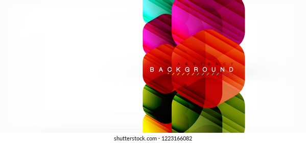Glossy color hexagons modern composition background, shiny glass design, vector