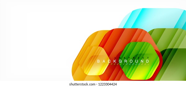 Color brillante hexágono fondo de composición moderna, diseño de vidrio brillante, vector