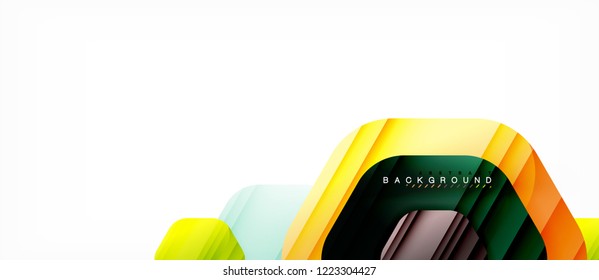 Color brillante hexágono fondo de composición moderna, diseño de vidrio brillante, vector