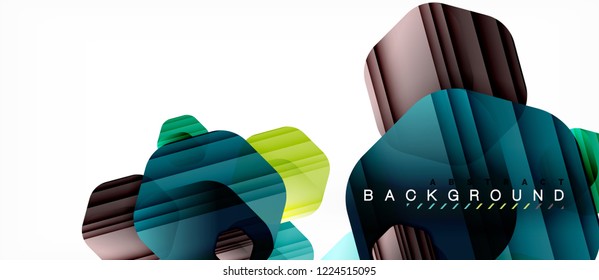 Glossy color hexagons modern composition background, shiny glass design, vector
