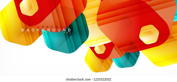 Color brillante hexágono fondo de composición moderna, diseño de vidrio brillante, vector