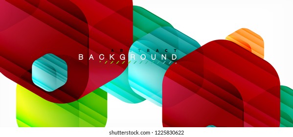 Glossy color hexagons modern composition background, shiny glass design, vector