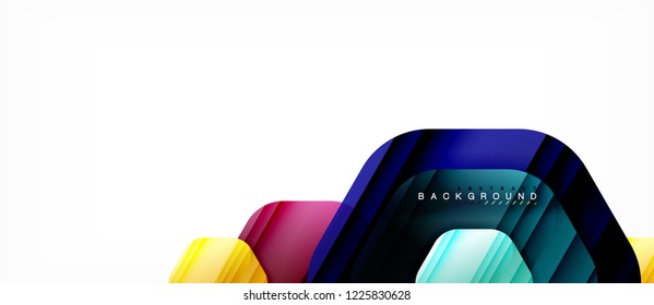 Color brillante hexágono fondo de composición moderna, diseño de vidrio brillante, vector