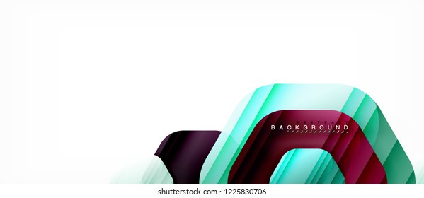 Glossy color hexagons modern composition background, shiny glass design, vector