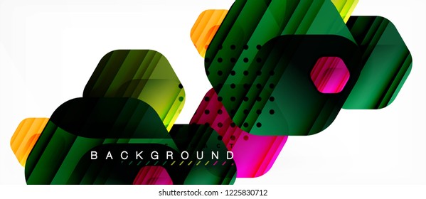 Color brillante hexágono fondo de composición moderna, diseño de vidrio brillante, vector
