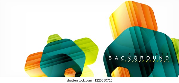 Glossy color hexagons modern composition background, shiny glass design, vector