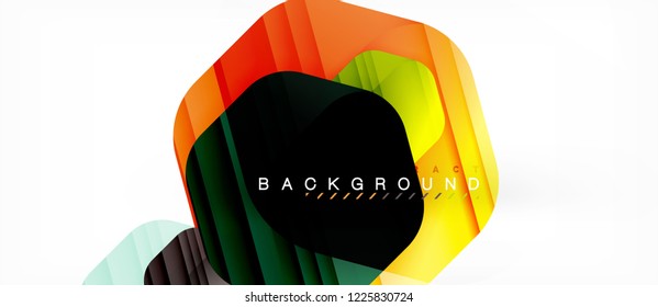 Glossy color hexagons modern composition background, shiny glass design, vector