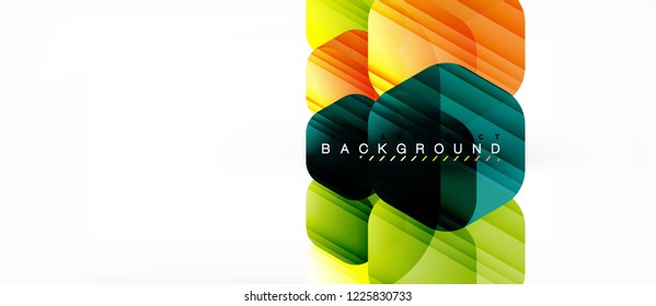 Glossy color hexagons modern composition background, shiny glass design, vector