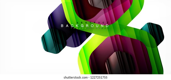 Glossy color hexagons modern composition background, shiny glass design, vector