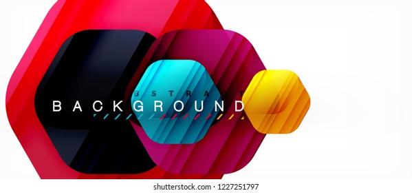 Glossy-Farb-Hexagons, moderner Kompositionshintergrund, glänzendes Glasdesign, Vektorgrafik