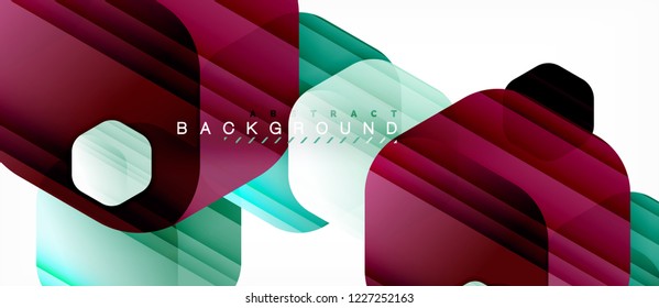 Glossy color hexagons modern composition background, shiny glass design, vector