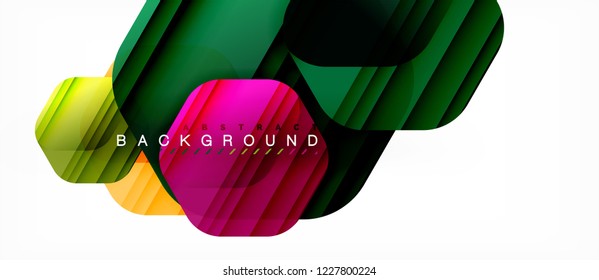 Color brillante hexágono fondo de composición moderna, diseño de vidrio brillante, vector
