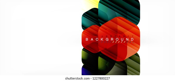 Glossy color hexagons modern composition background, shiny glass design, vector