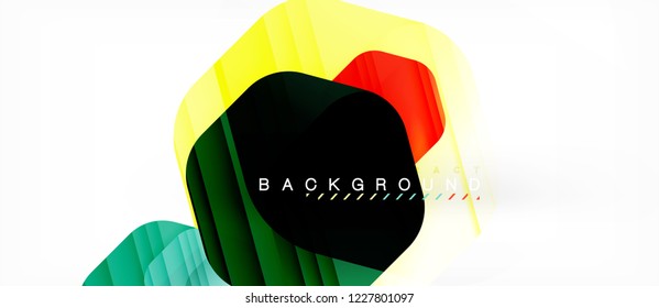 Glossy color hexagons modern composition background, shiny glass design, vector