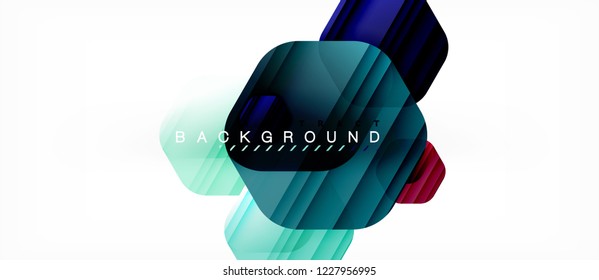 Glossy color hexagons modern composition background, shiny glass design, vector
