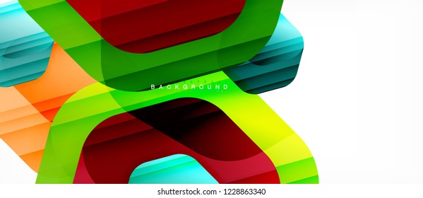 Glossy color hexagons modern composition background, shiny glass design, vector