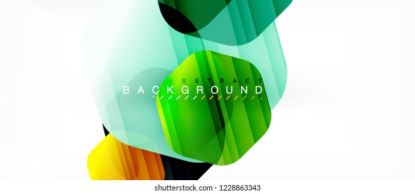 Glossy color hexagons modern composition background, shiny glass design, vector