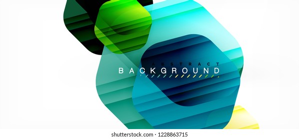 Color brillante hexágono fondo de composición moderna, diseño de vidrio brillante, vector