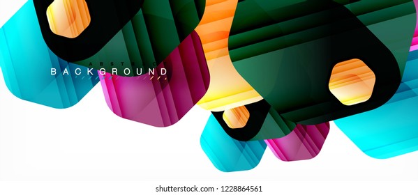 Color brillante hexágono fondo de composición moderna, diseño de vidrio brillante, vector