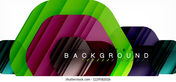 Glossy color hexagons modern composition background, shiny glass design, vector