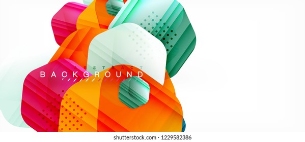 Color brillante hexágono fondo de composición moderna, diseño de vidrio brillante, vector