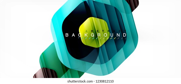 Color brillante hexágono fondo de composición moderna, diseño de vidrio brillante, vector
