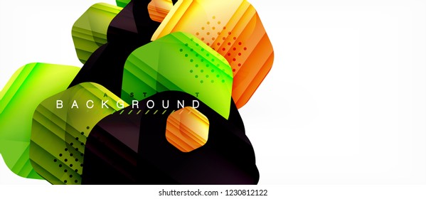Color brillante hexágono fondo de composición moderna, diseño de vidrio brillante, vector