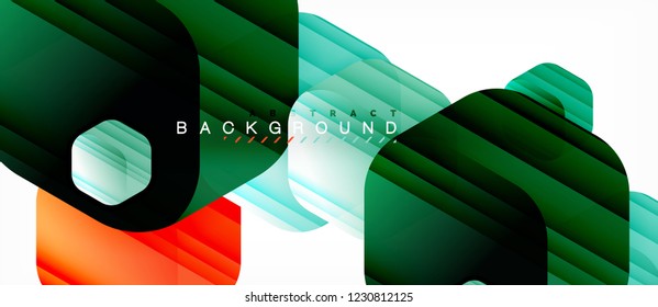 Glossy color hexagons modern composition background, shiny glass design, vector