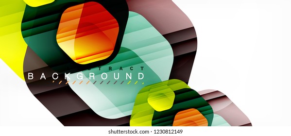 Glossy-Farb-Hexagons, moderner Kompositionshintergrund, glänzendes Glasdesign, Vektorgrafik