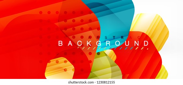 Glossy color hexagons modern composition background, shiny glass design, vector