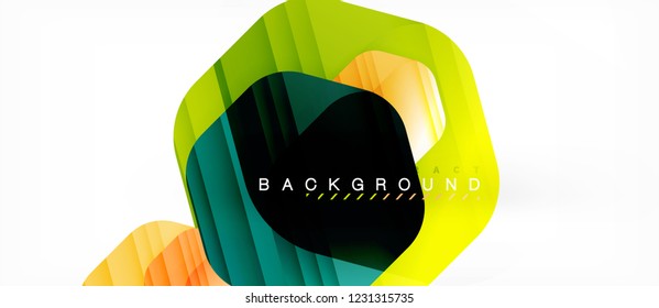 Hexágonos de cor brilhante fundo composição moderna, design de vidro brilhante, vetor