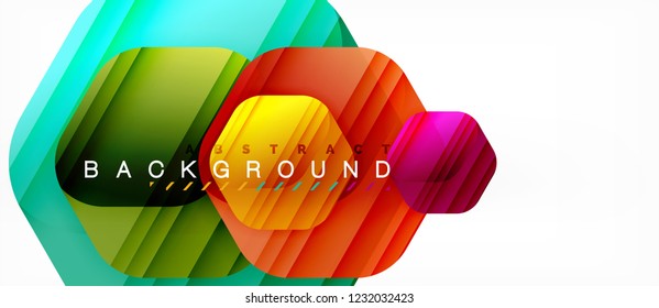 Glossy-Farb-Hexagons, moderner Kompositionshintergrund, glänzendes Glasdesign, Vektorgrafik