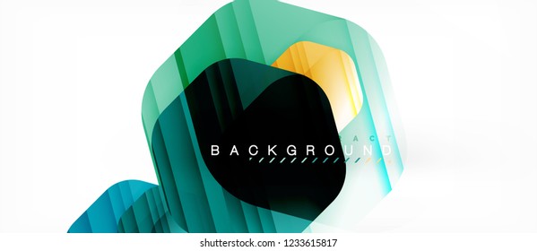 Glossy color hexagons modern composition background, shiny glass design, vector