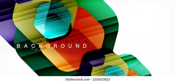 Color brillante hexágono fondo de composición moderna, diseño de vidrio brillante, vector