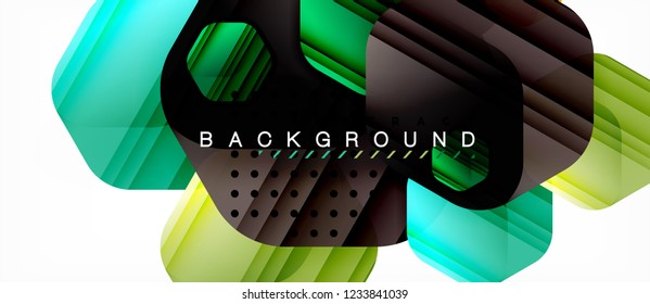 Glossy color hexagons modern composition background, shiny glass design, vector