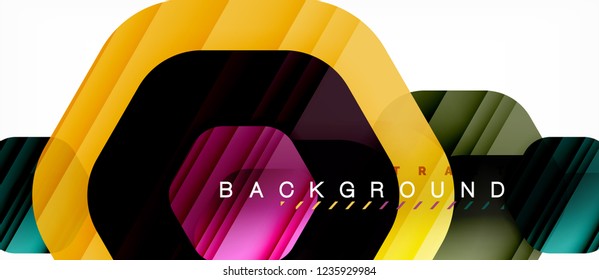 Color brillante hexágono fondo de composición moderna, diseño de vidrio brillante, vector