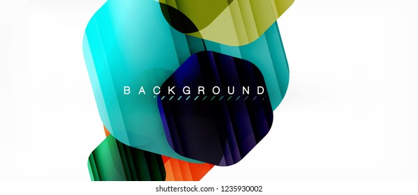 Glossy color hexagons modern composition background, shiny glass design, vector