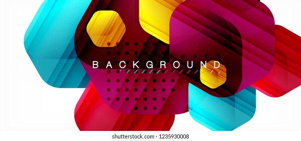 Color brillante hexágono fondo de composición moderna, diseño de vidrio brillante, vector