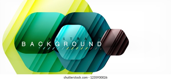 Color brillante hexágono fondo de composición moderna, diseño de vidrio brillante, vector