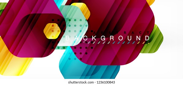 Color brillante hexágono fondo de composición moderna, diseño de vidrio brillante, vector