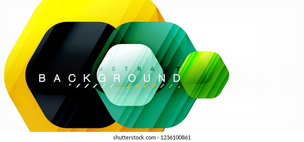 Color brillante hexágono fondo de composición moderna, diseño de vidrio brillante, vector
