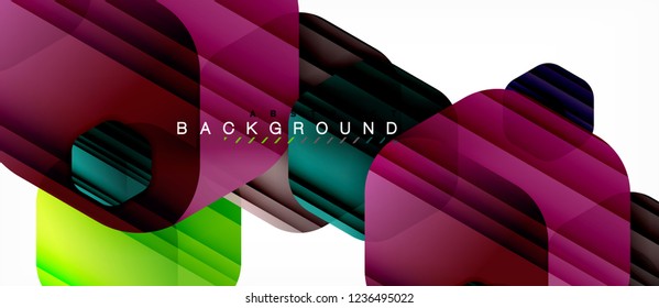 Glossy color hexagons modern composition background, shiny glass design, vector