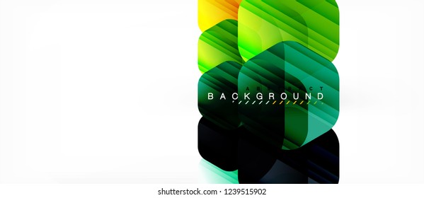 Glossy color hexagons modern composition background, shiny glass design, vector