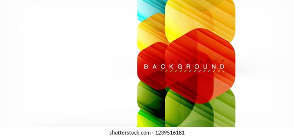 Glossy color hexagons modern composition background, shiny glass design, vector