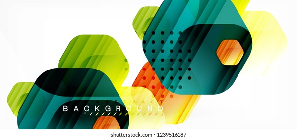 Glossy-Farb-Hexagons, moderner Kompositionshintergrund, glänzendes Glasdesign, Vektorgrafik