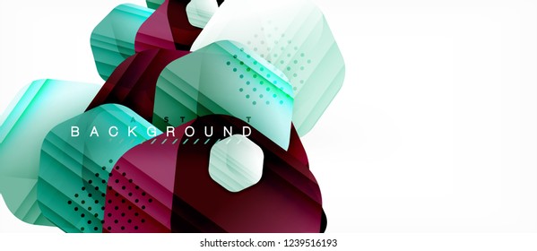Color brillante hexágono fondo de composición moderna, diseño de vidrio brillante, vector
