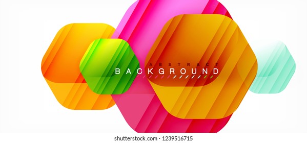 Color brillante hexágono fondo de composición moderna, diseño de vidrio brillante, vector