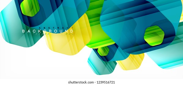 Color brillante hexágono fondo de composición moderna, diseño de vidrio brillante, vector