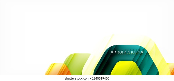 Color brillante hexágono fondo de composición moderna, diseño de vidrio brillante, vector